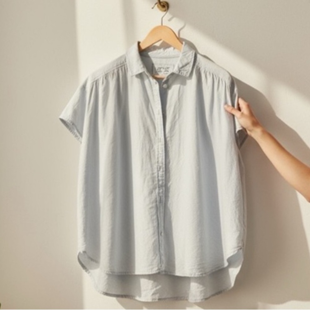 Alya Light Blue pinstriped Women's Button Down Shirt - Picture 2 of 5